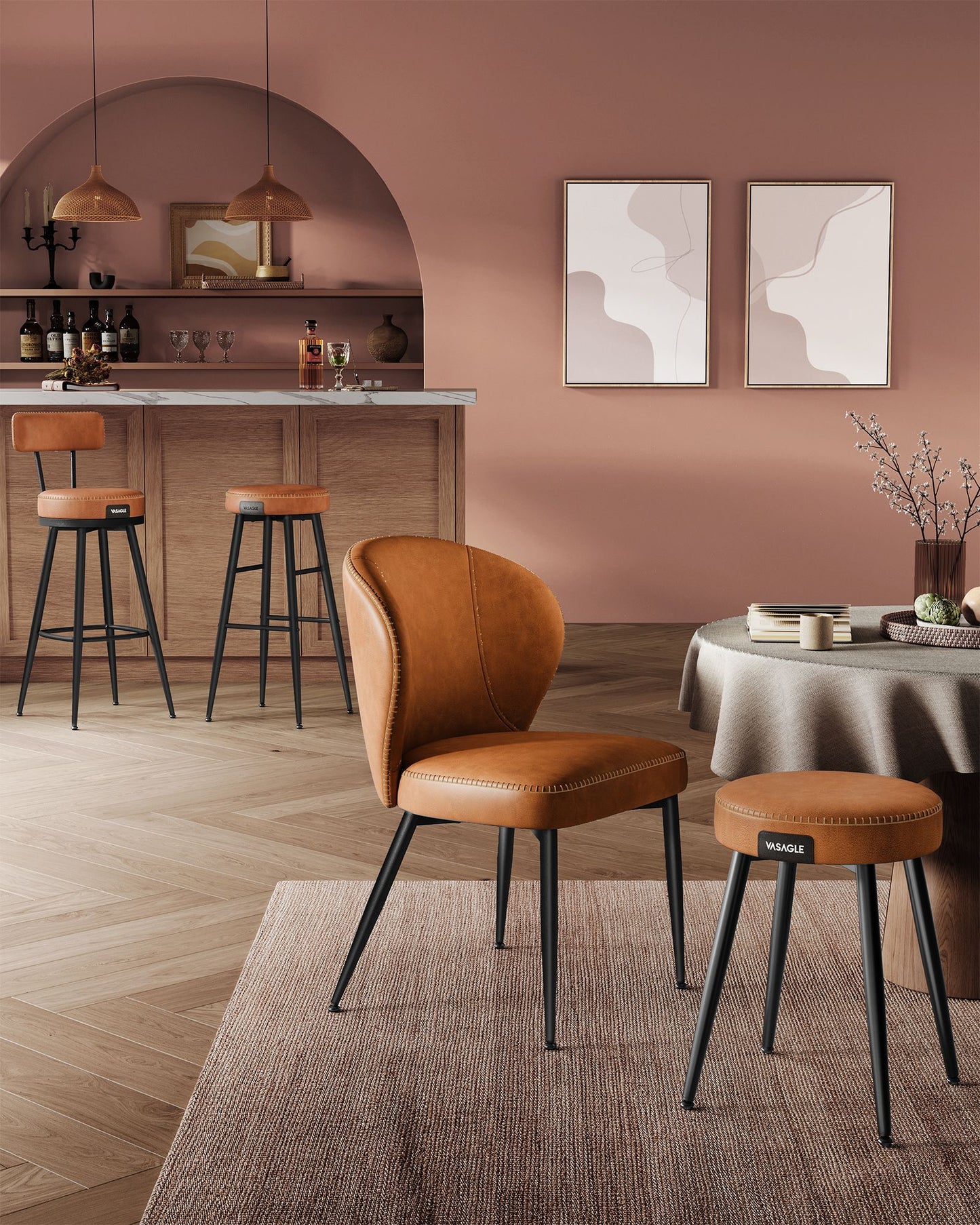 EKHO Collection - Swivel Bar Stools with Backs, 30-Inch Tall - HWLEXTRA 