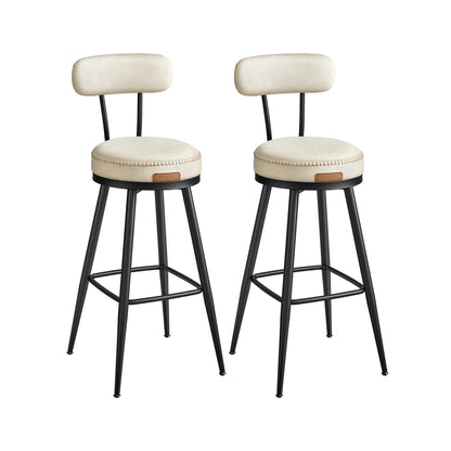EKHO Collection - Swivel Bar Stools with Backs, 30-Inch Tall - Cream White / 22.4"D x 22.4"W x 39.8"H