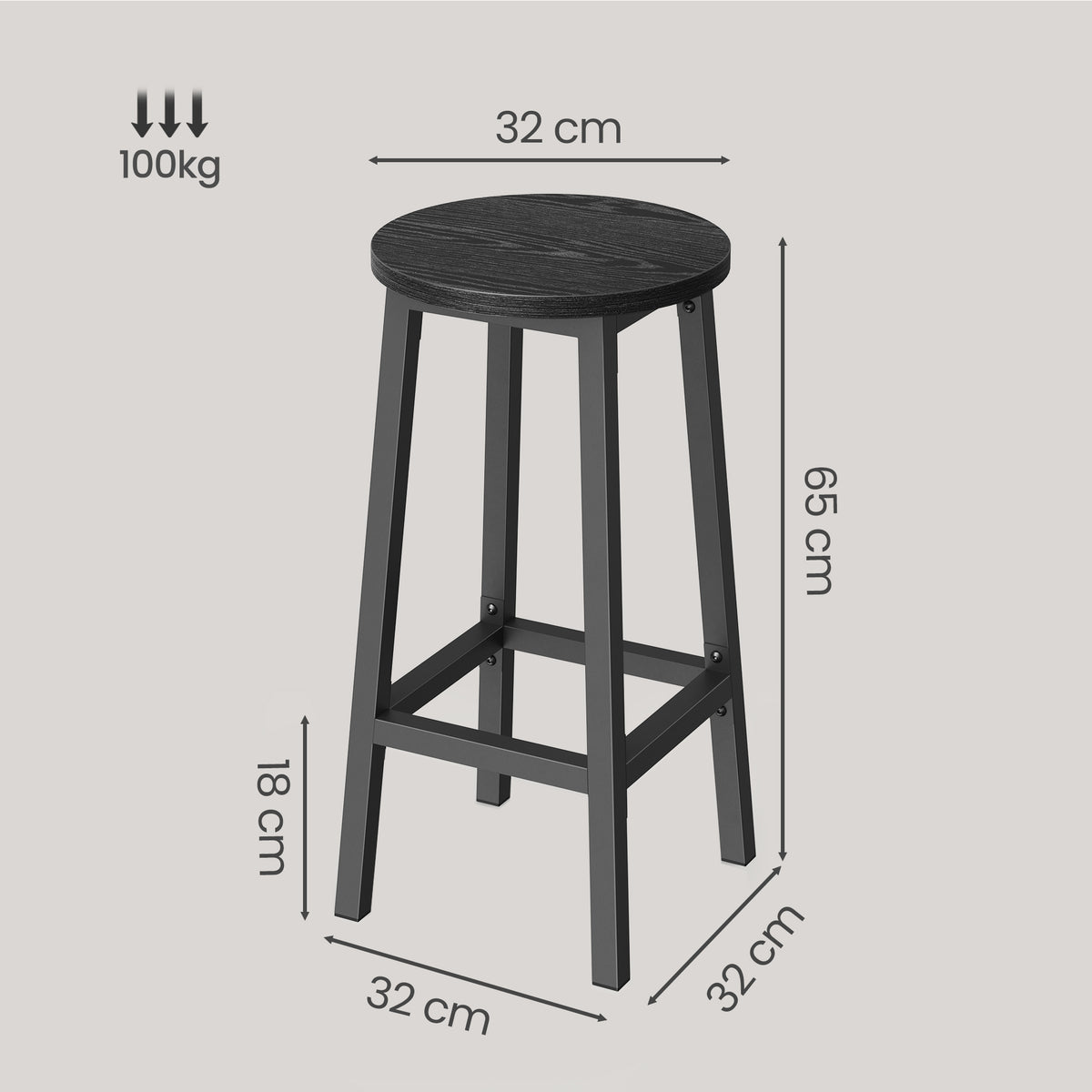 Bar Stools Set of 2, Kitchen Stools, Bar Chairs Footrest