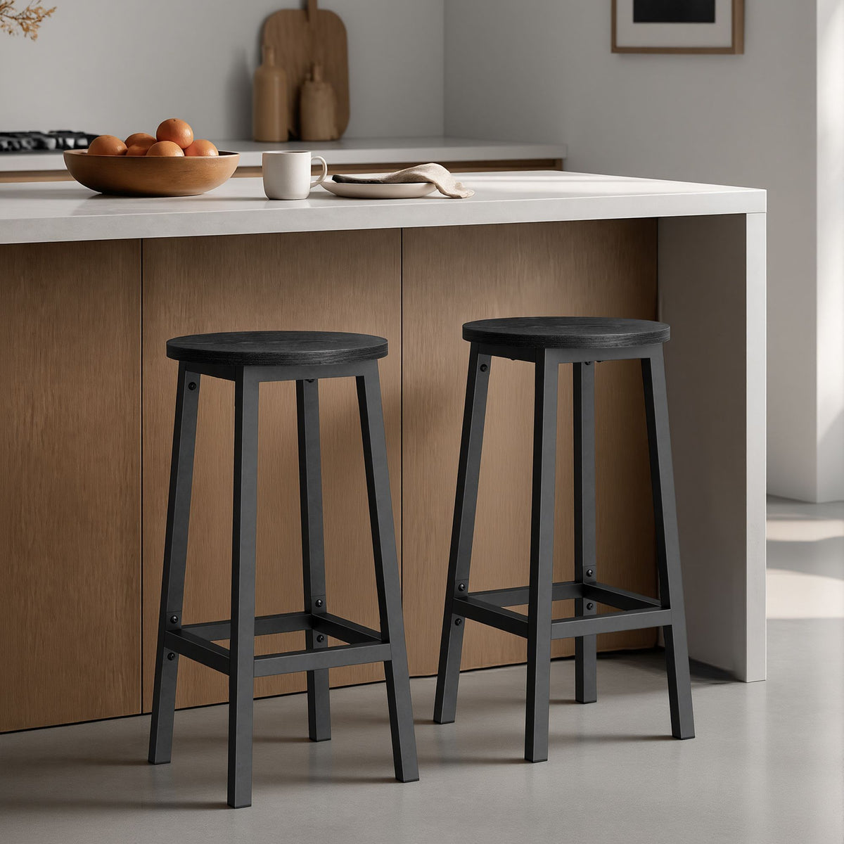 Bar Stools Set of 2, Kitchen Stools, Bar Chairs Footrest