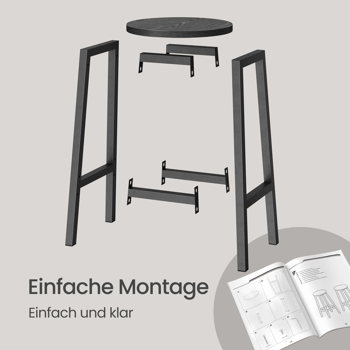 Bar Stools Set of 2, Kitchen Stools, Bar Chairs Footrest