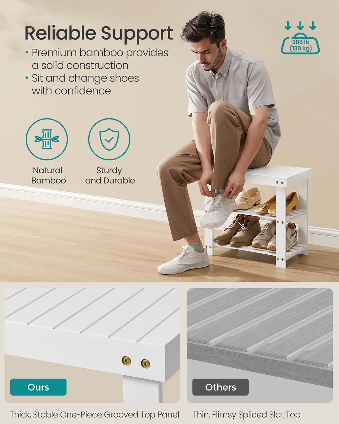 3-Tier Bamboo Shoe Rack Bench - image 69