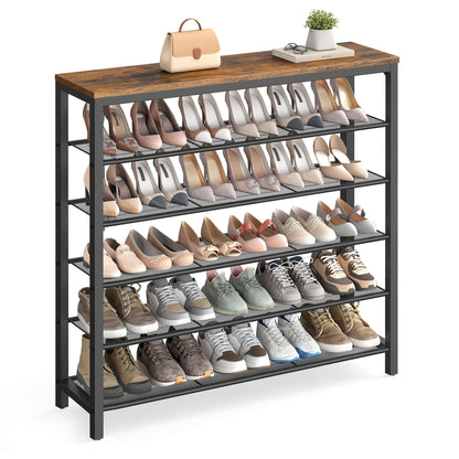 Shoe Rack, Shoe Storage Organizer with 5 Mesh Shelves and Large Surface for Bags, Shoe Shelf for Entryway Hallway Closet