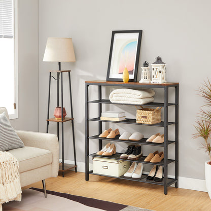 Shoe Rack, Shoe Storage Organizer with 5 Mesh Shelves and Large Surface for Bags, Shoe Shelf for Entryway Hallway Closet
