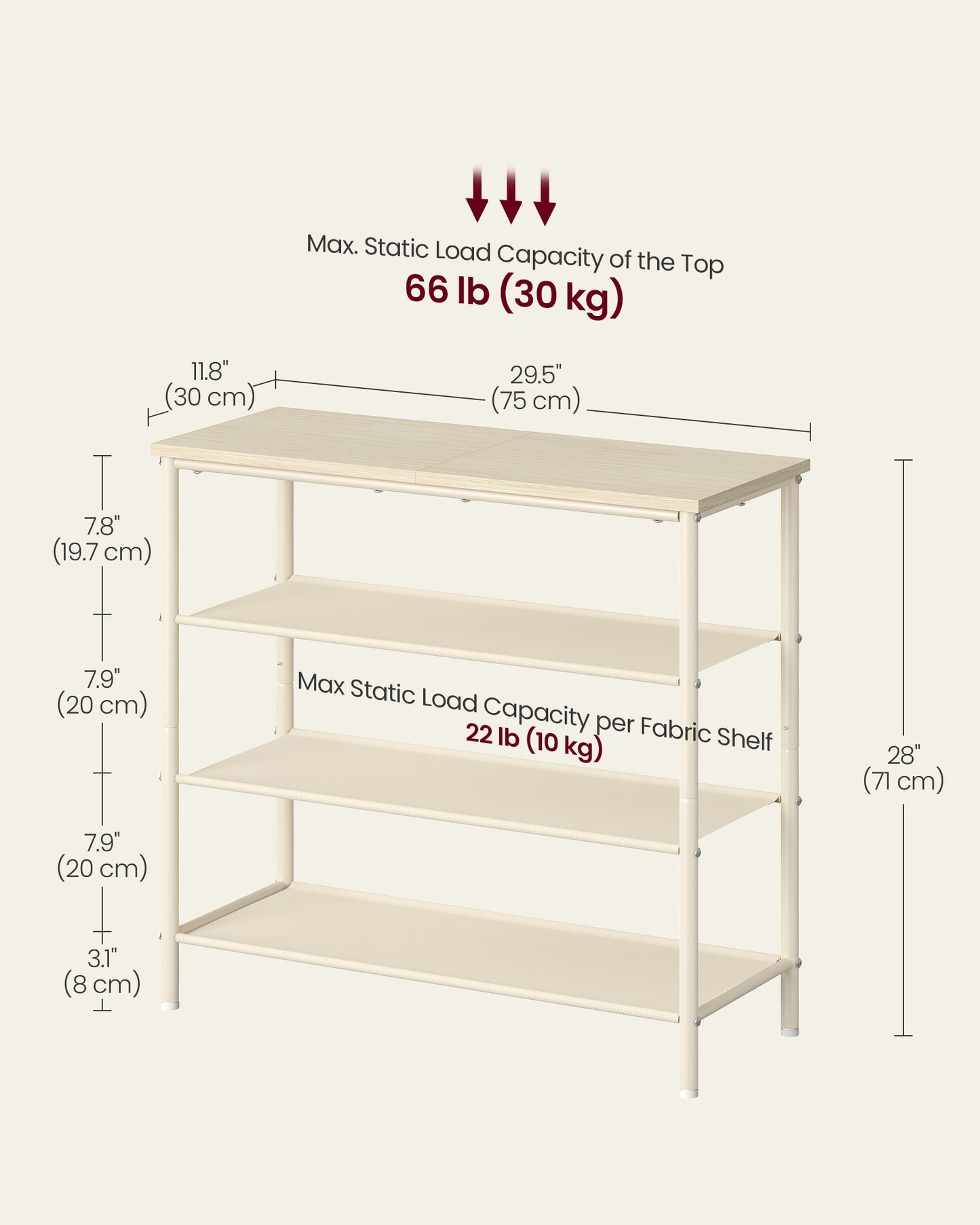 4 Tier Shoe Storage Rack for 9-12 Pairs of Shoes