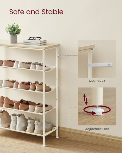 5 Tier Shoe Storage Rack for 12-16 Pairs of Shoes