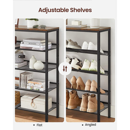 5-Tier Shoe Rack with Storage Shelves and Spacious Top - HWLEXTRA 