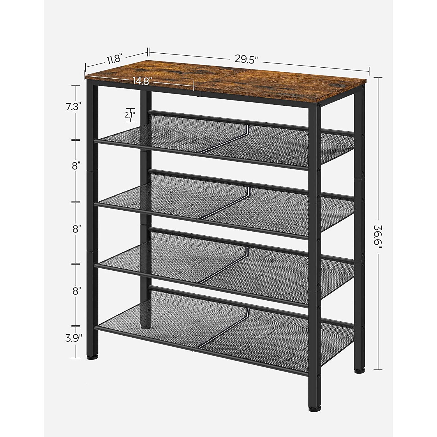 5-Tier Shoe Rack with Storage Shelves and Spacious Top - HWLEXTRA 