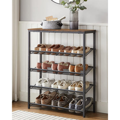 5-Tier Shoe Rack with Storage Shelves and Spacious Top - HWLEXTRA 