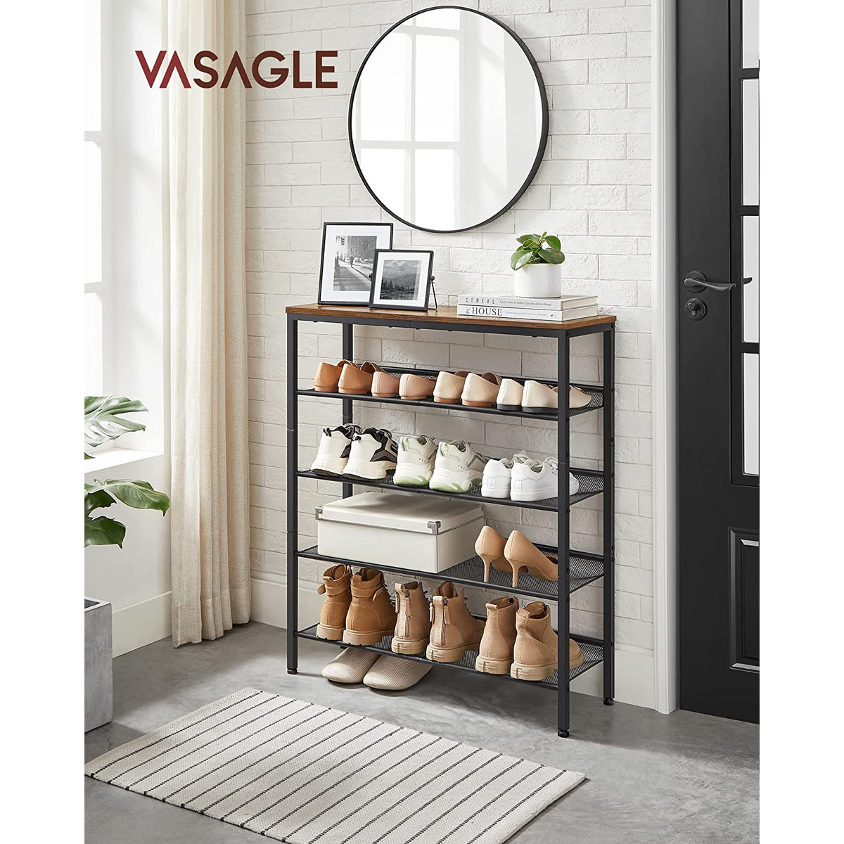 5-Tier Shoe Rack with Storage Shelves and Spacious Top - HWLEXTRA 
