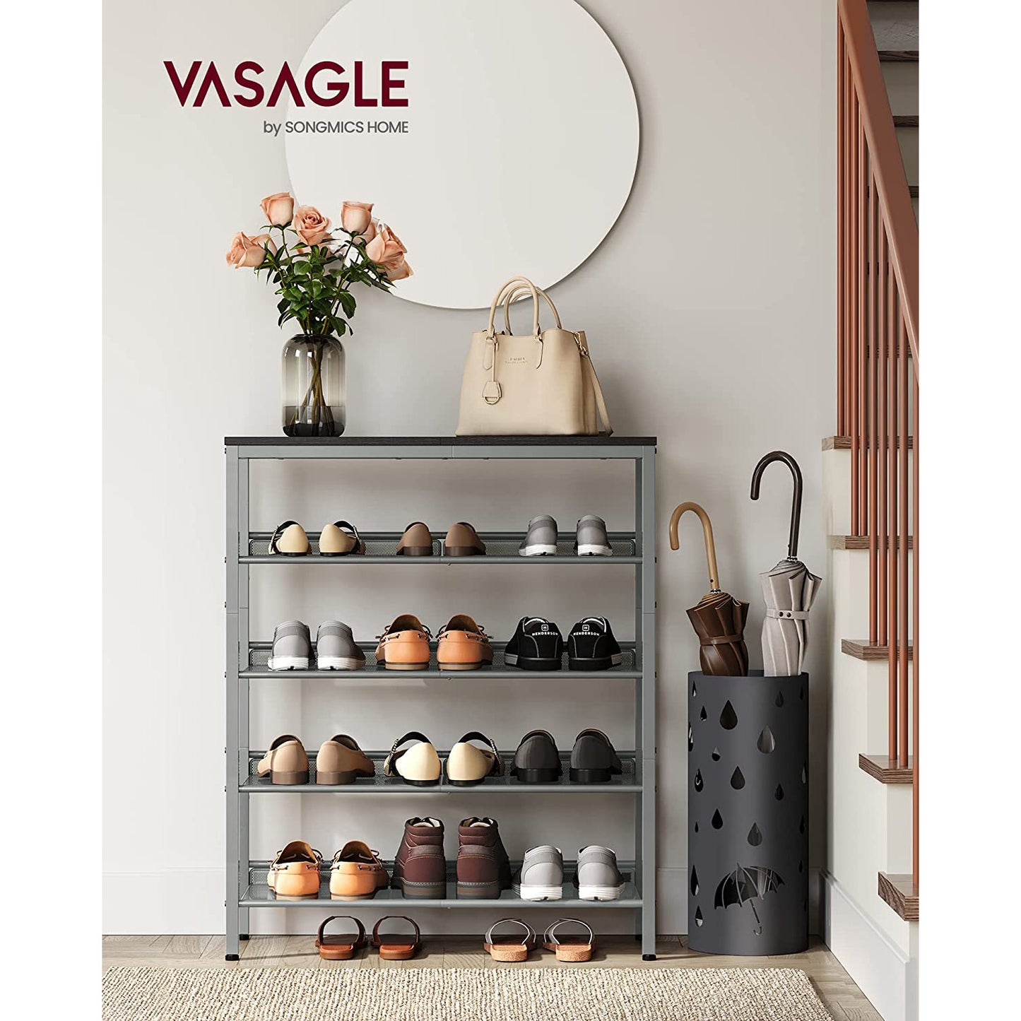 5-Tier Shoe Rack with Storage Shelves and Spacious Top - HWLEXTRA 