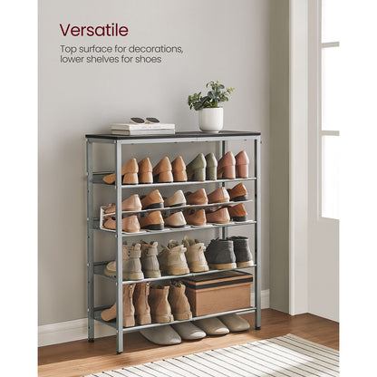 5-Tier Shoe Rack with Storage Shelves and Spacious Top - HWLEXTRA 