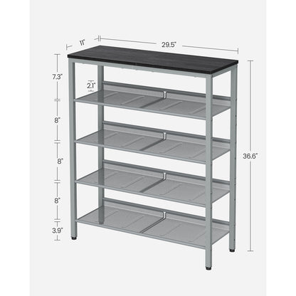 5-Tier Shoe Rack with Storage Shelves and Spacious Top - HWLEXTRA 