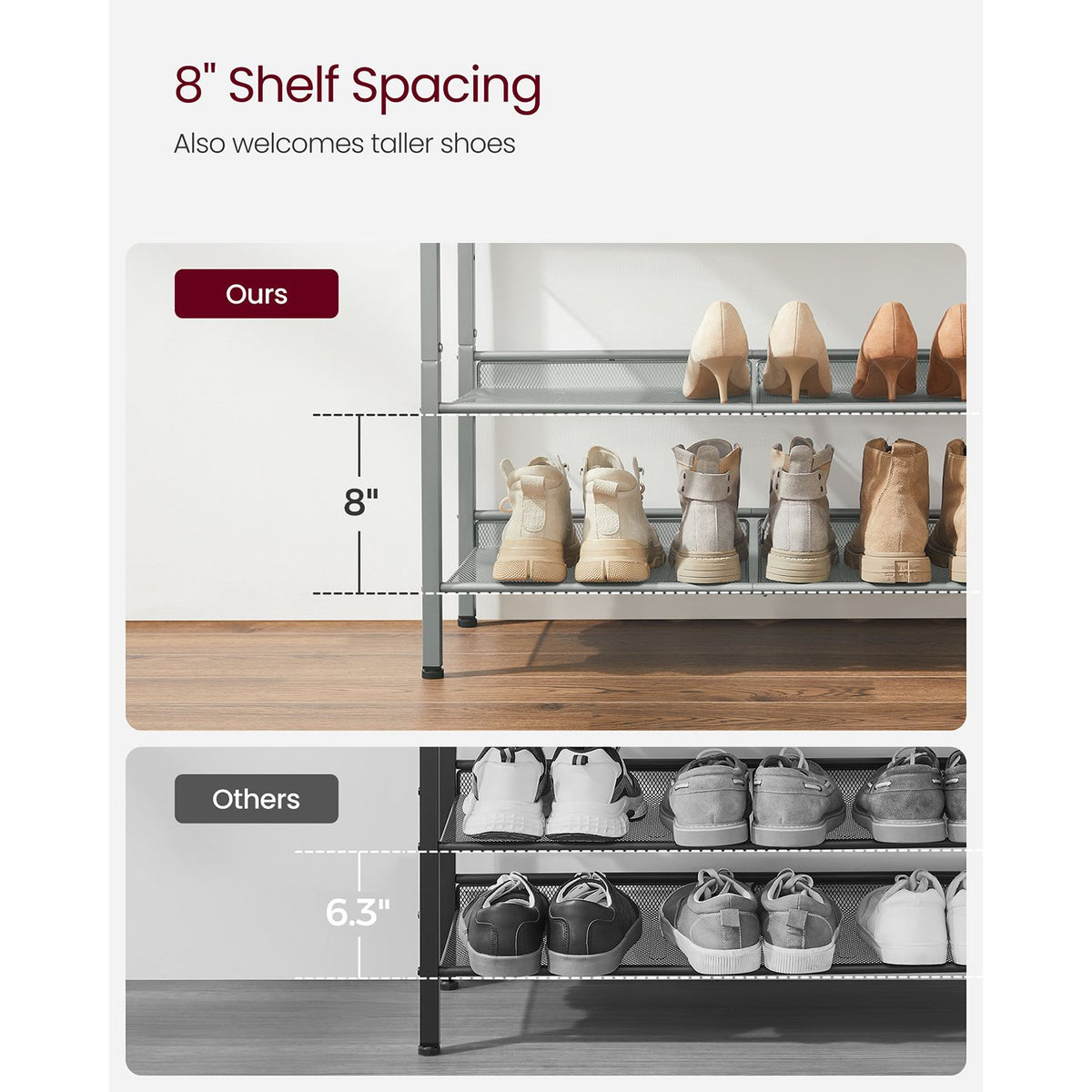 5-Tier Shoe Rack with Storage Shelves and Spacious Top - HWLEXTRA 