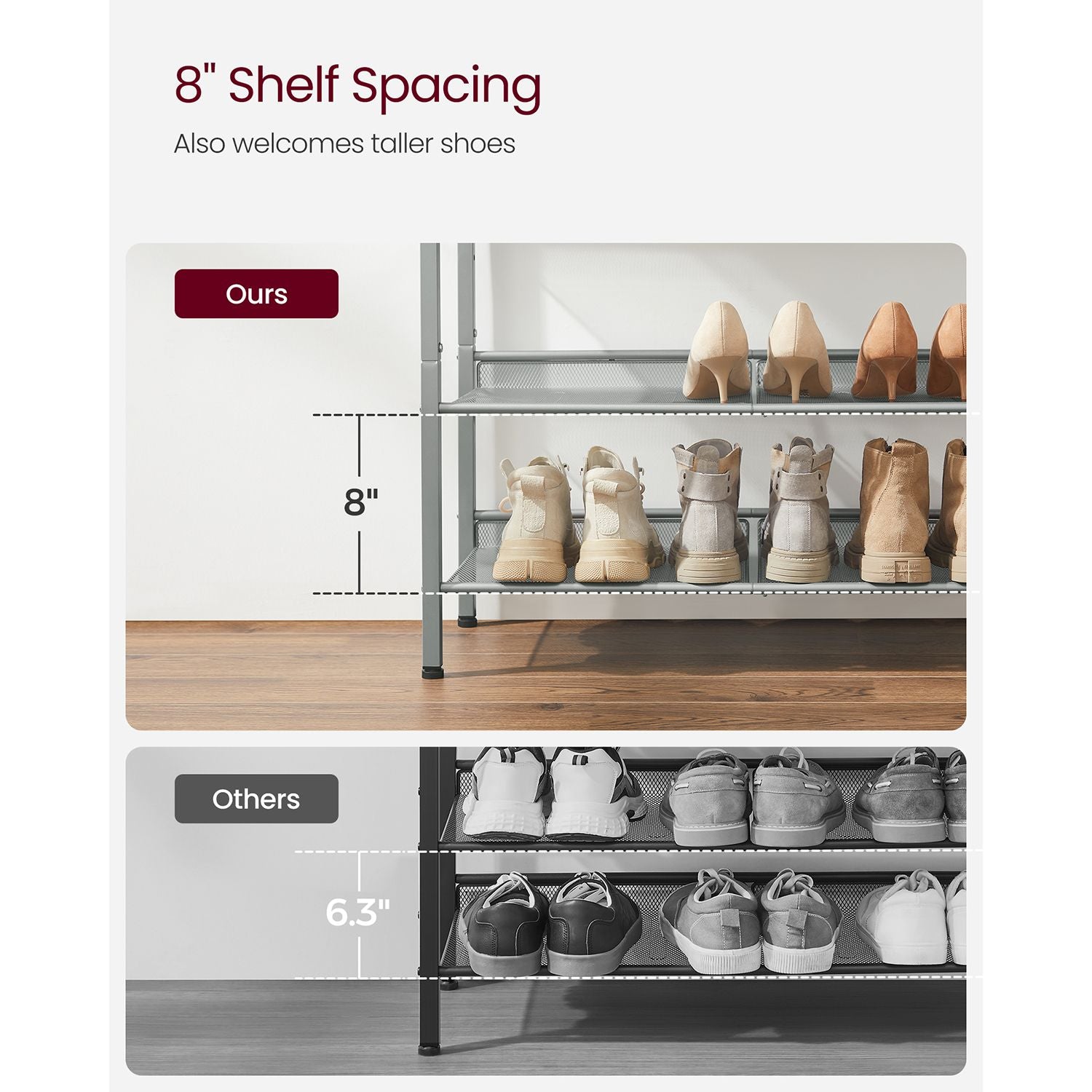5-Tier Shoe Rack with Storage Shelves and Spacious Top - HWLEXTRA 