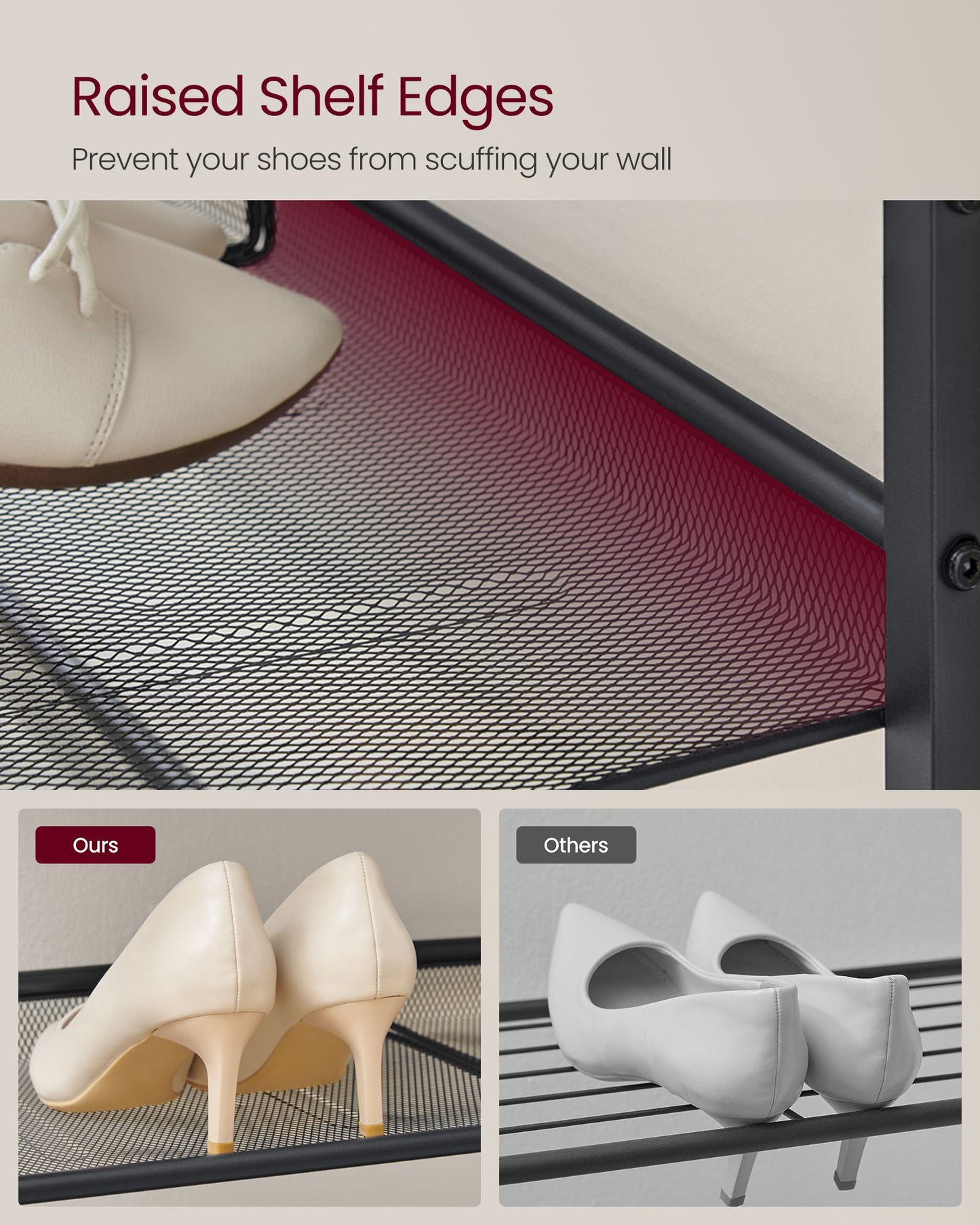 5-Tier Shoe Rack with Storage Shelves and Spacious Top - HWLEXTRA 