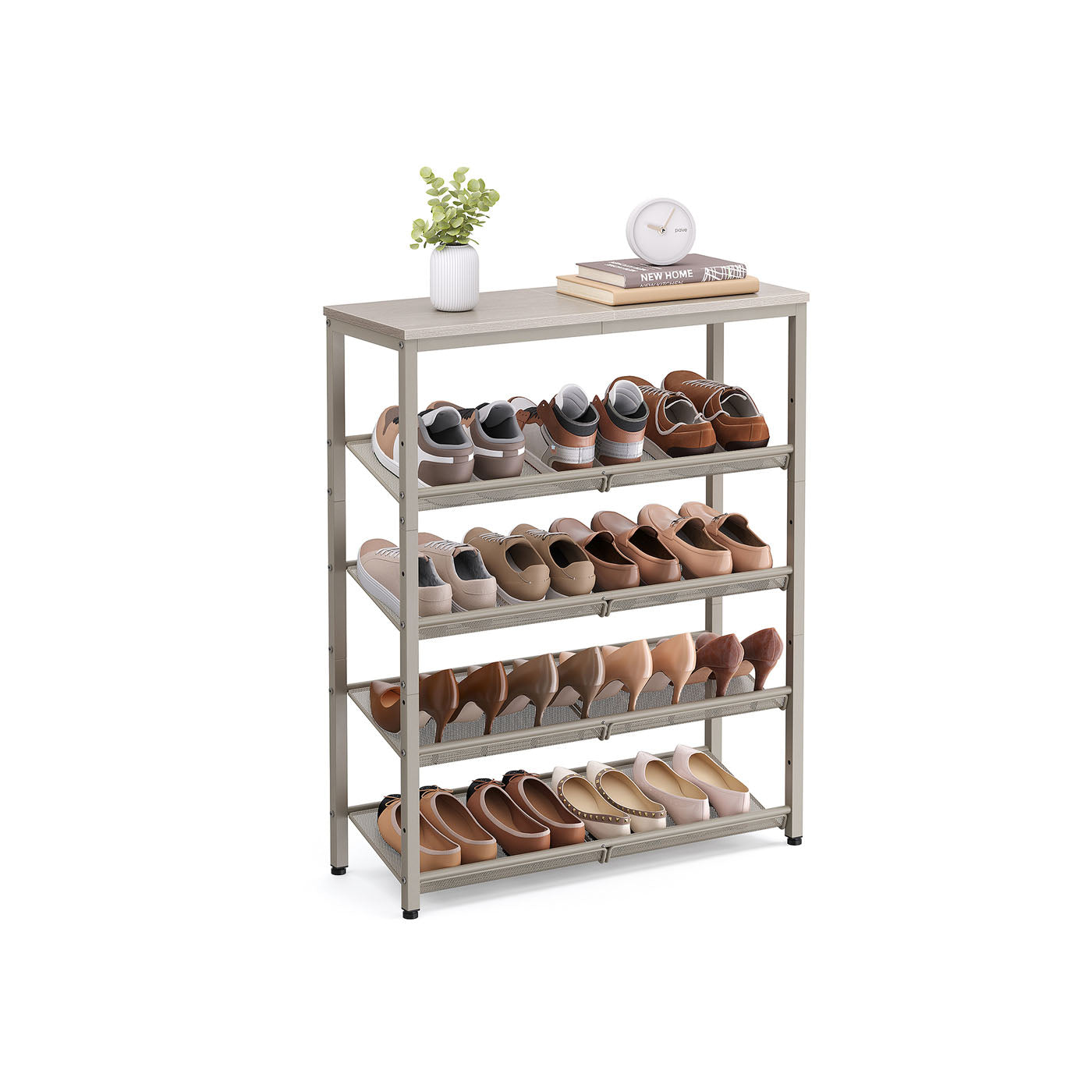 5-Tier Shoe Rack with Storage Shelves and Spacious Top - HWLEXTRA 