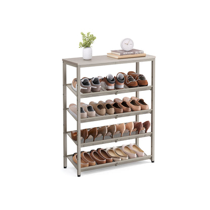 5-Tier Shoe Rack with Storage Shelves and Spacious Top - HWLEXTRA 