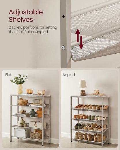 5-Tier Shoe Rack with Storage Shelves and Spacious Top - HWLEXTRA 