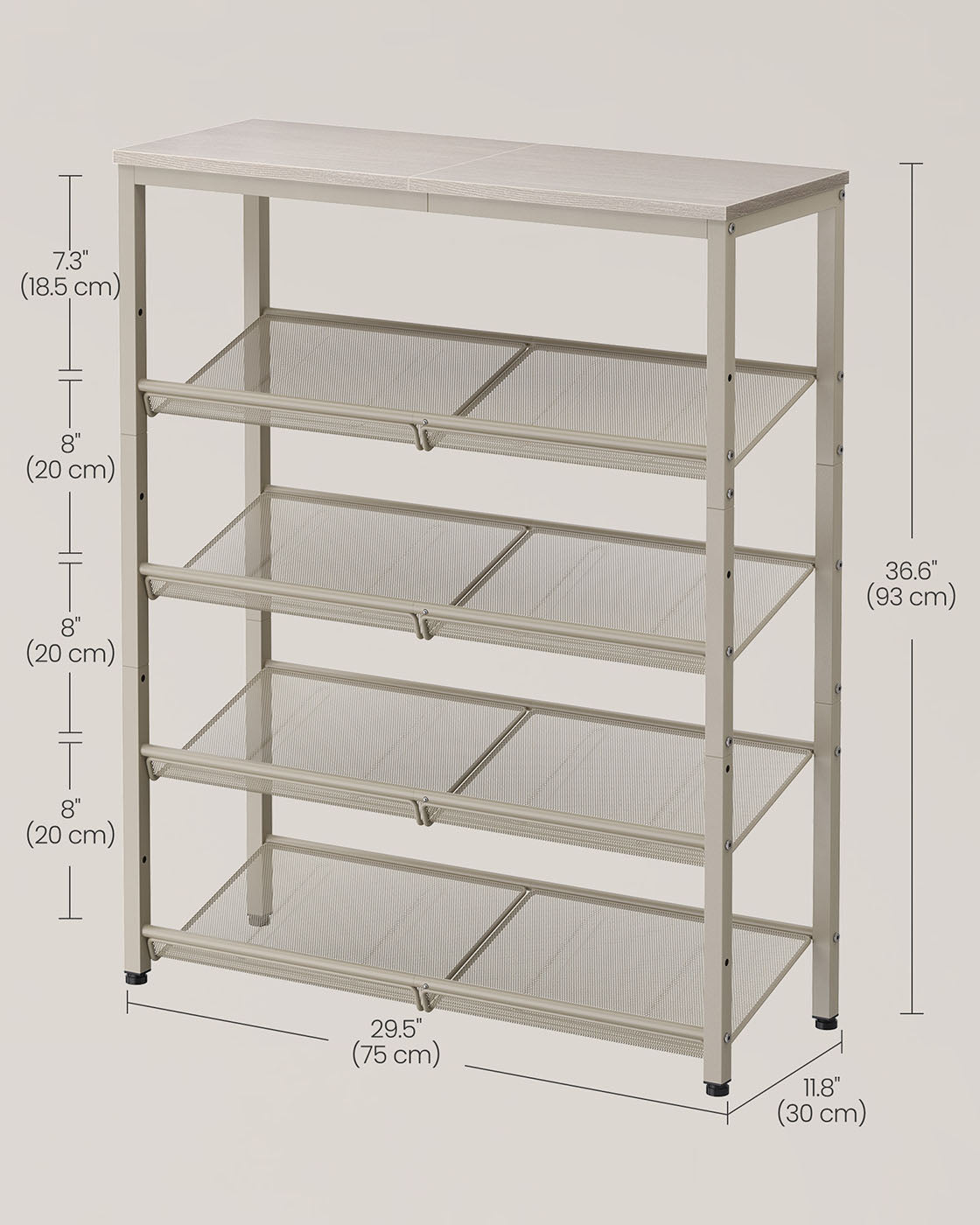 5-Tier Shoe Rack with Storage Shelves and Spacious Top - HWLEXTRA 
