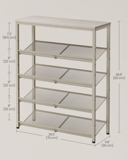 5-Tier Shoe Rack with Storage Shelves and Spacious Top - HWLEXTRA 