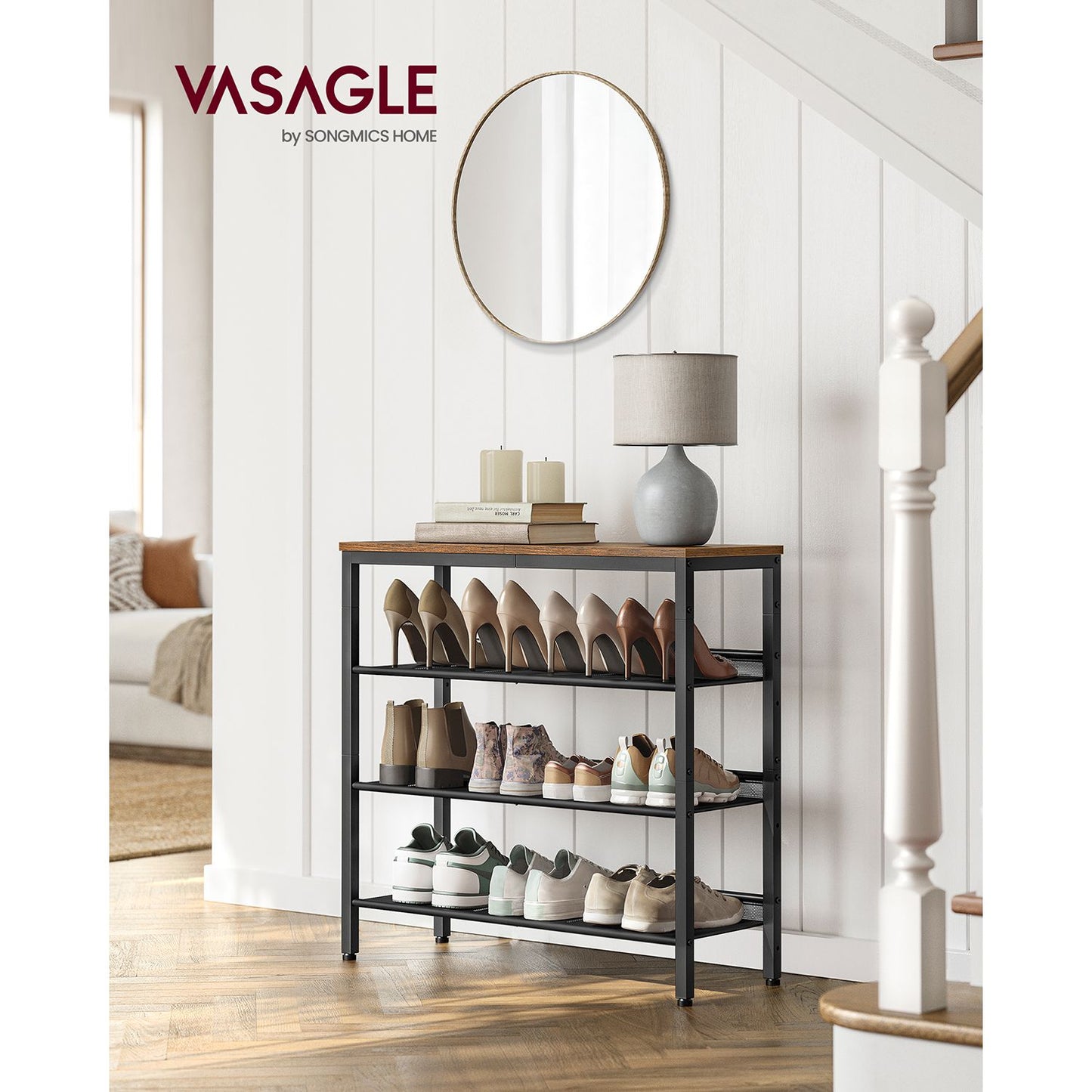 4 Tier Shoe Rack for Entryway - HWLEXTRA 