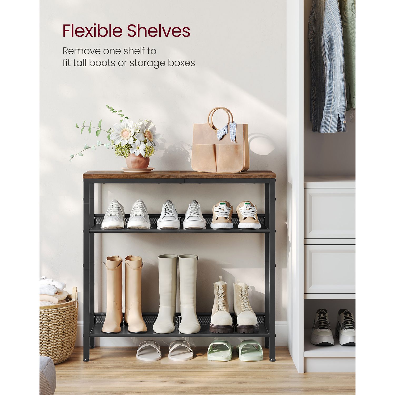 4 Tier Shoe Rack for Entryway - HWLEXTRA 