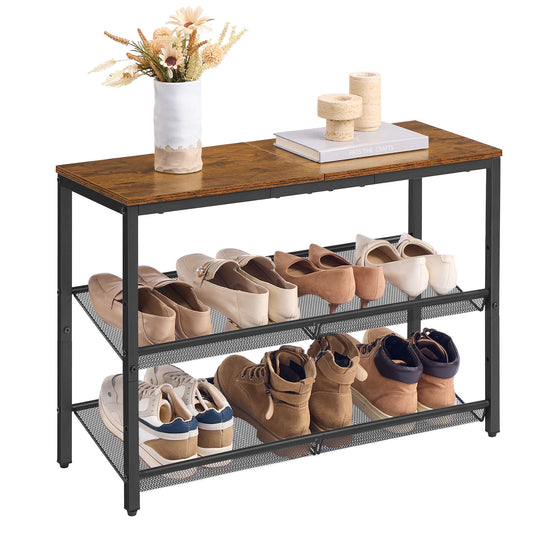 Shoe Rack for Entryway, 3-Tier Shoe Rack Organizer with Storage Shelves and Spacious Top