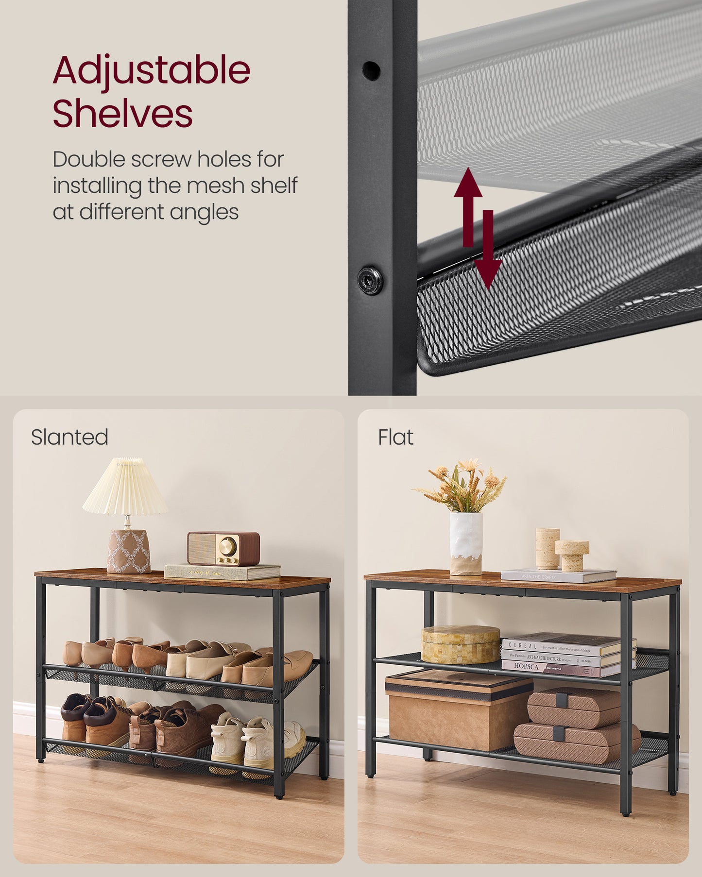 Shoe Rack for Entryway, 3-Tier Shoe Rack Organizer with Storage Shelves and Spacious Top