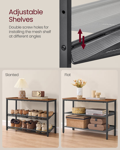 Shoe Rack for Entryway, 3-Tier Shoe Rack Organizer with Storage Shelves and Spacious Top