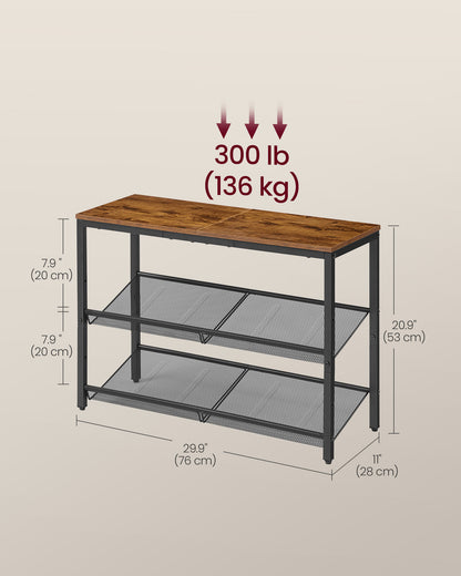 Shoe Rack for Entryway, 3-Tier Shoe Rack Organizer with Storage Shelves and Spacious Top