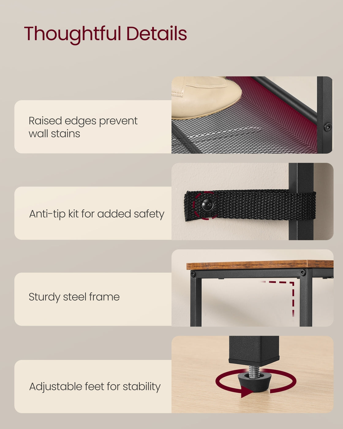 Adjustable shoe rack with storage shelves for entryway - image 4