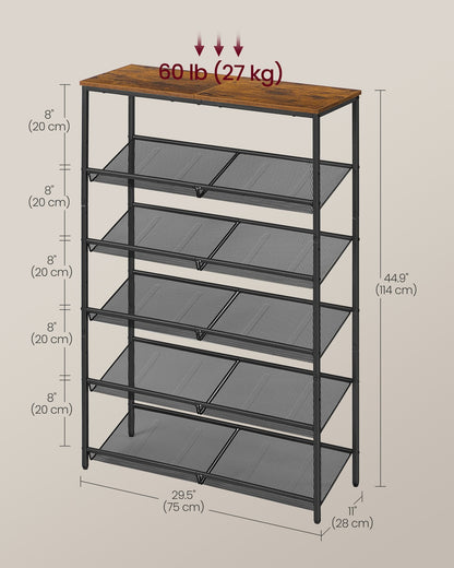 Adjustable shoe rack with storage shelves for entryway - image 6