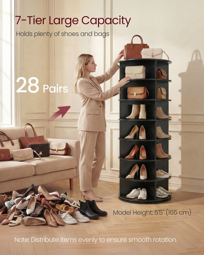 7-Tier Rotating Shoe Rack Tower, Free Standing 360 Degree Spinning Shoe Organizer - image 10