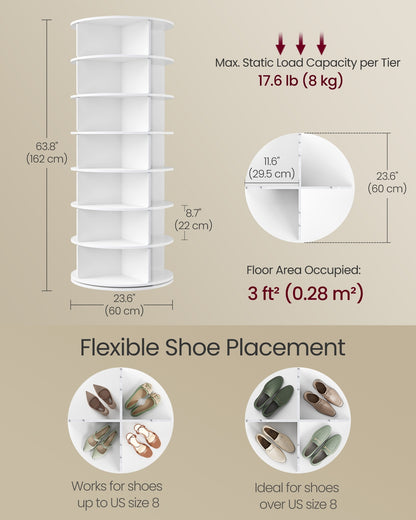 7-Tier Rotating Shoe Rack Tower, Free Standing 360 Degree Spinning Shoe Organizer - image 3