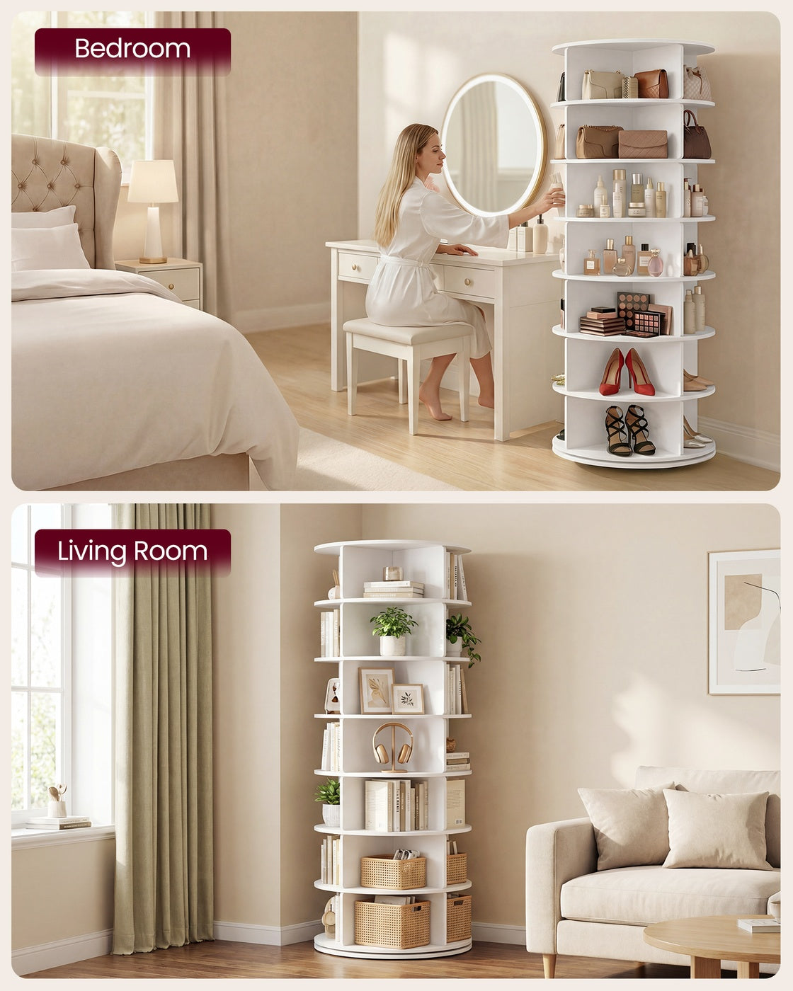 7-Tier Rotating Shoe Rack Tower, Free Standing 360 Degree Spinning Shoe Organizer - image 5