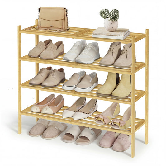 4-Tier Stackable Bamboo Shoe Rack for Closet & Entryway - image 1