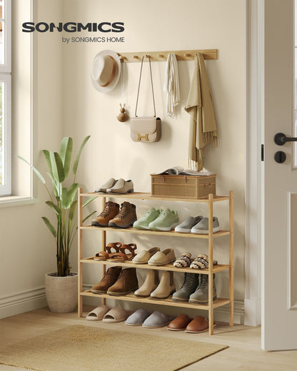 4-Tier Stackable Bamboo Shoe Rack for Closet & Entryway - image 2