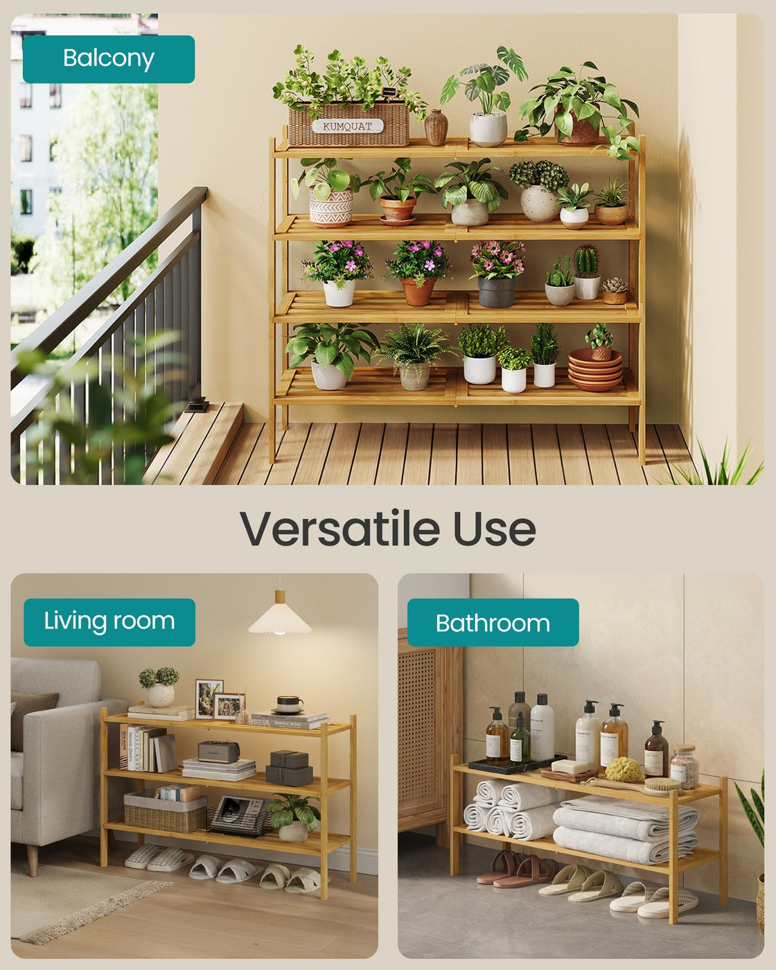 4-Tier Stackable Bamboo Shoe Rack for Closet & Entryway - image 6