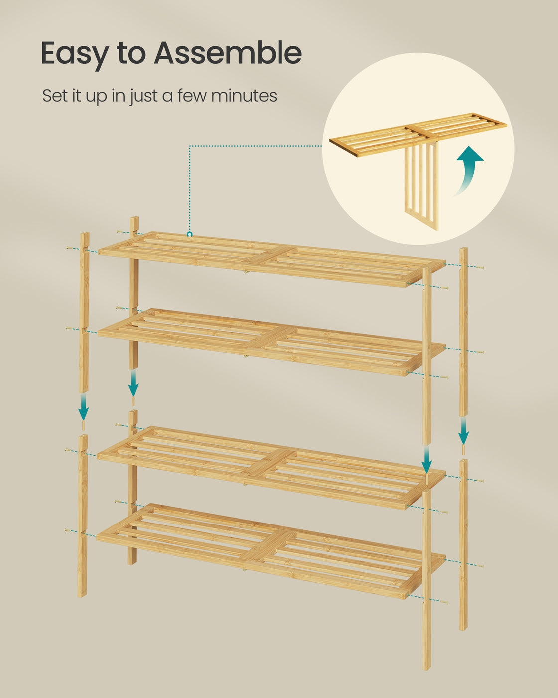 4-Tier Stackable Bamboo Shoe Rack for Closet & Entryway - image 7