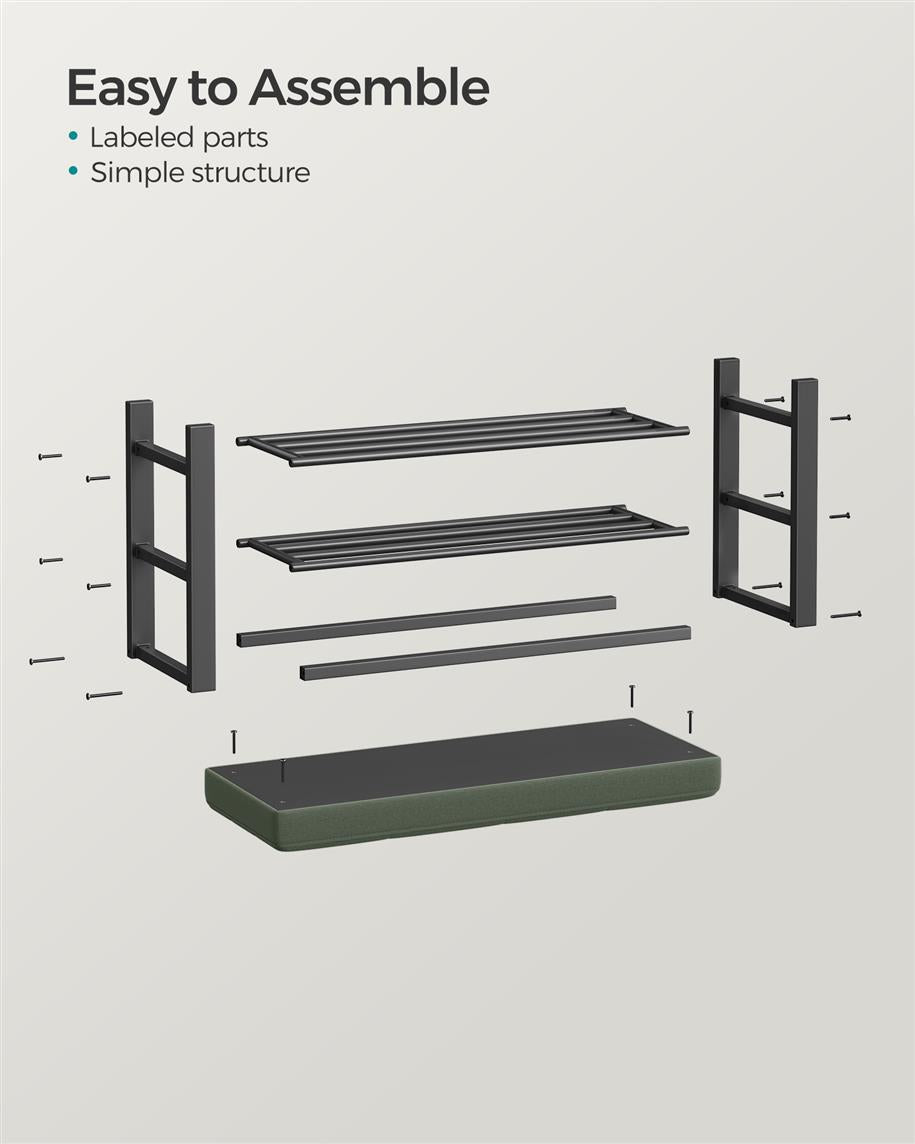 3-Tier Shoe Rack for Entryway Organizer with Foam Padded Seat