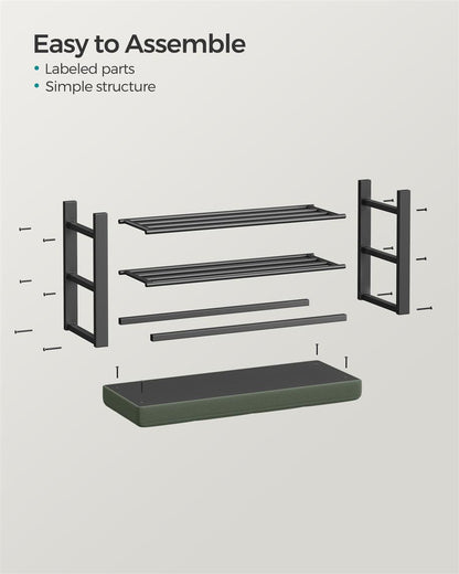 3-Tier Shoe Rack for Entryway Organizer with Foam Padded Seat
