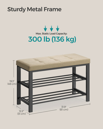 Shoe Bench, Storage Bench, Entryway Bench with Cushion