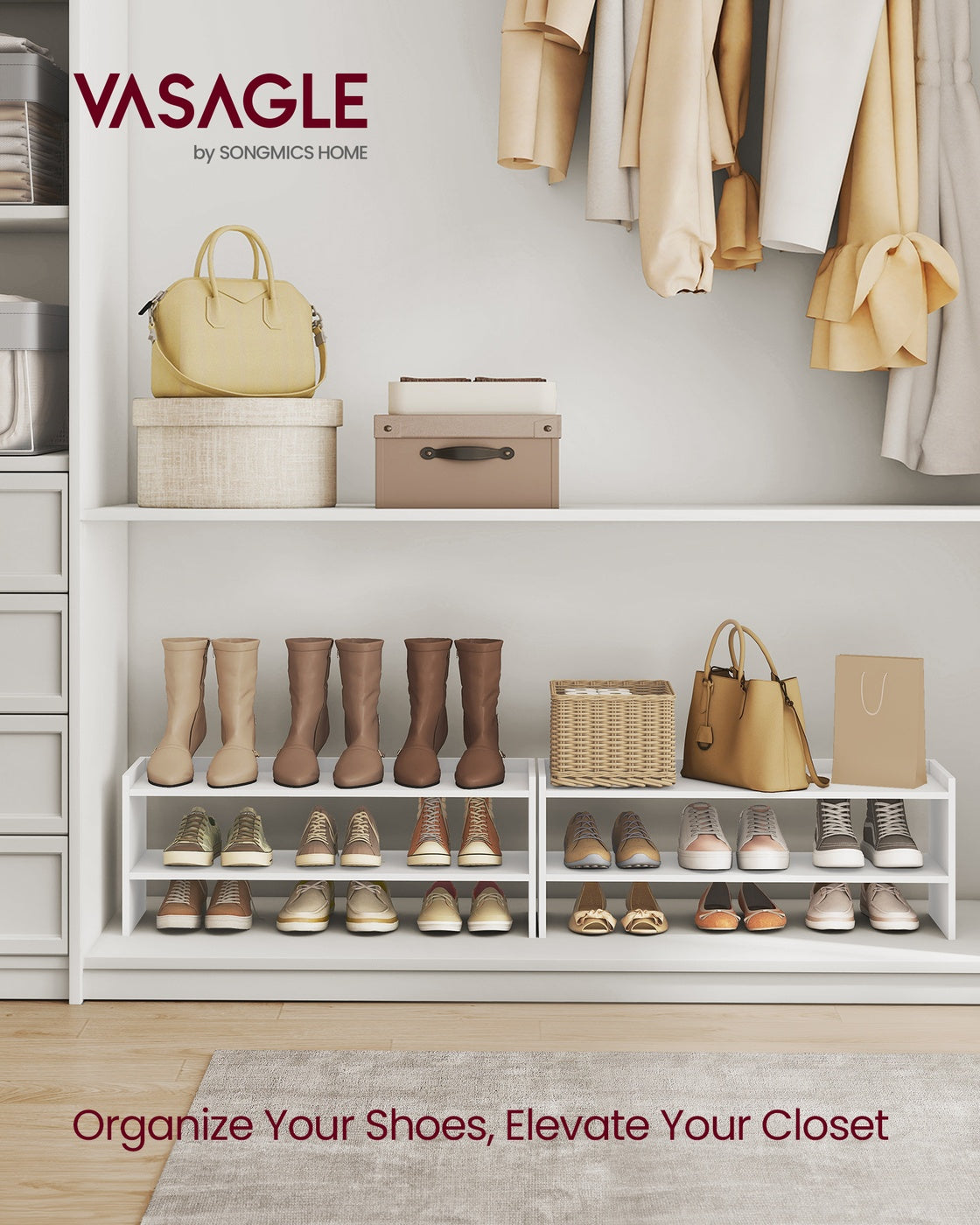 Stackable shoe rack shelf for closet or entryway 2 Tiers - image 2