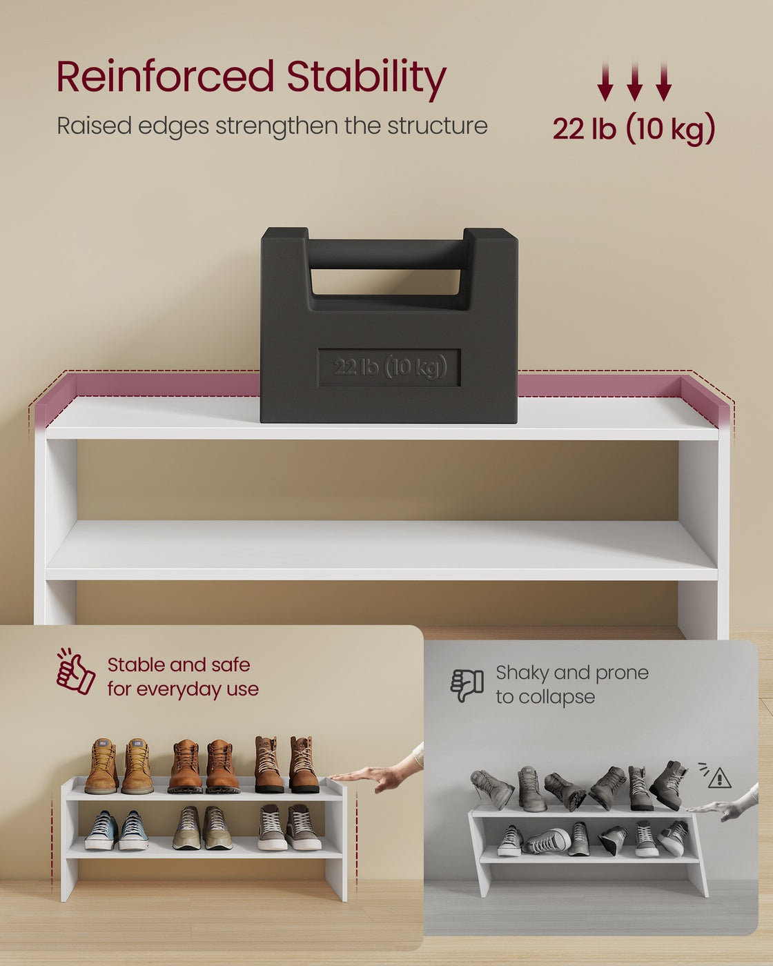 Stackable shoe rack shelf for closet or entryway 2 Tiers - image 4