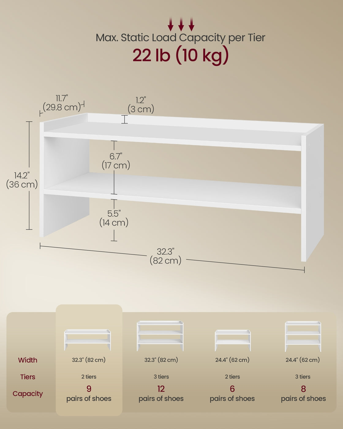 Stackable shoe rack shelf for closet or entryway 2 Tiers - image 6