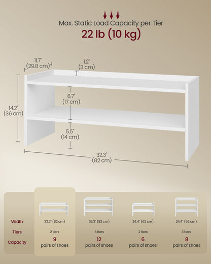 Stackable shoe rack shelf for closet or entryway 2 Tiers - image 6
