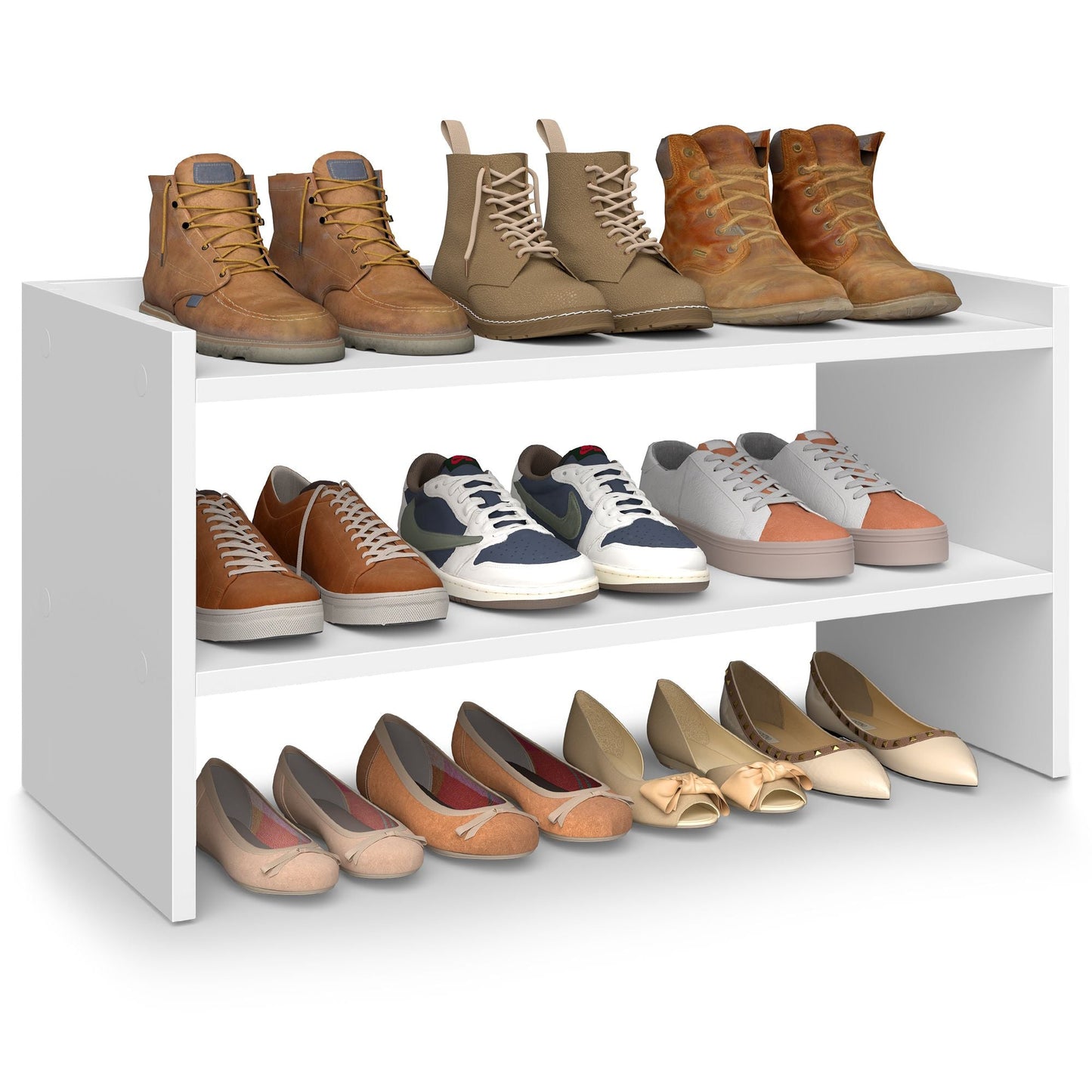 Stackable shoe rack shelf for closet or entryway 2 Tiers - image 23
