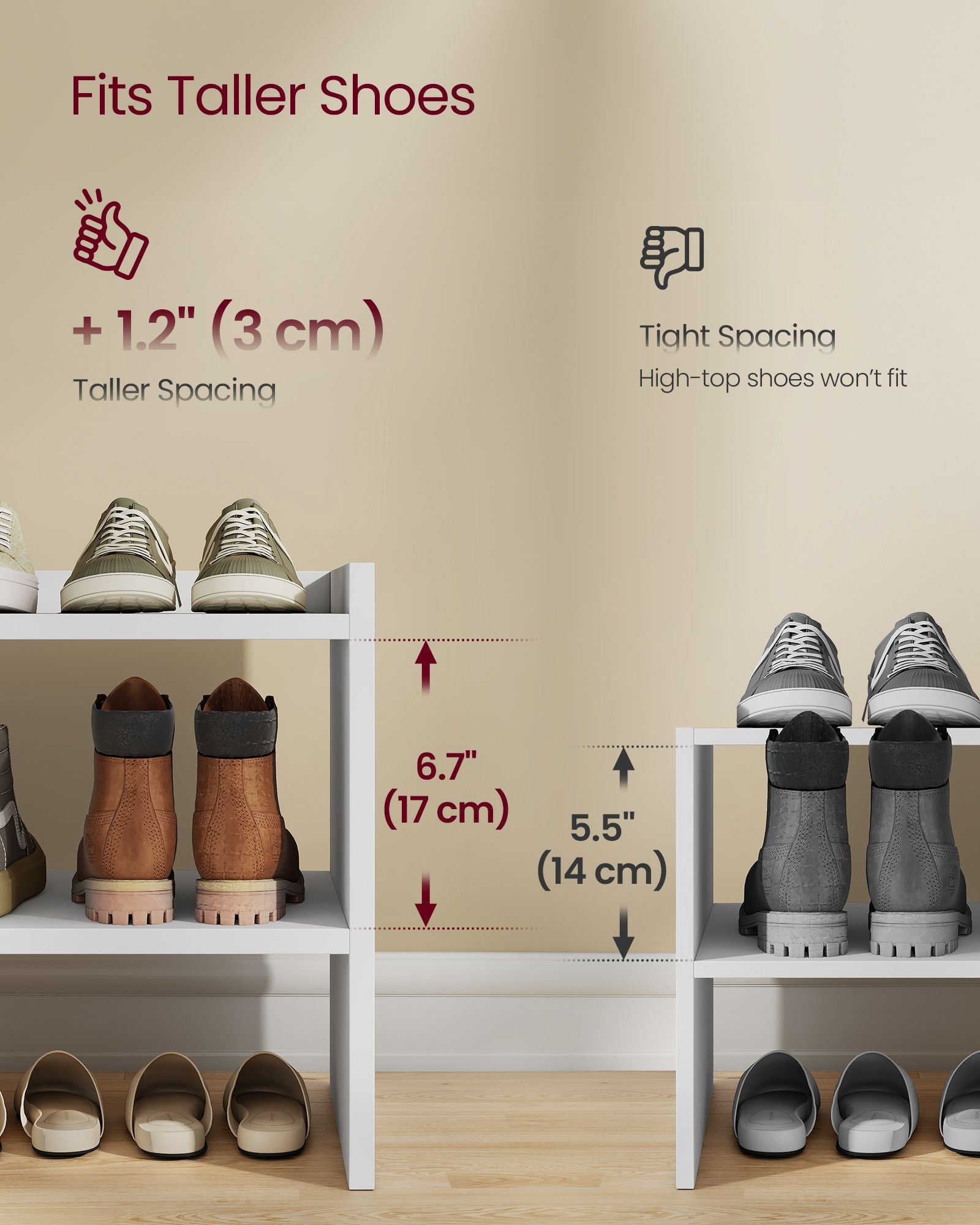 Stackable shoe rack shelf for closet or entryway 2 Tiers - image 10