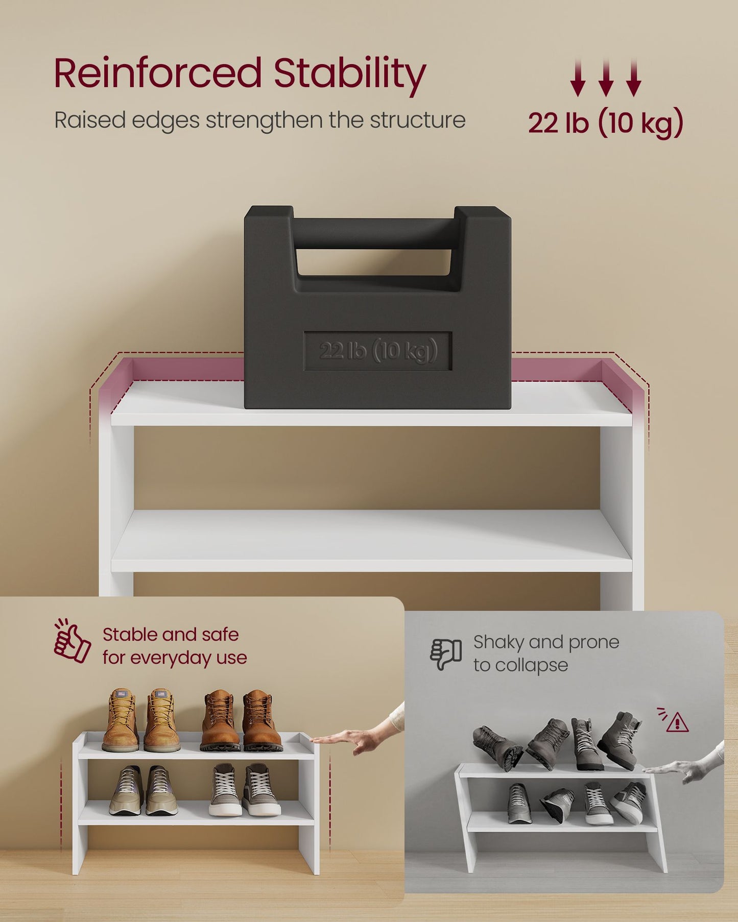 Stackable shoe rack shelf for closet or entryway 2 Tiers - image 11